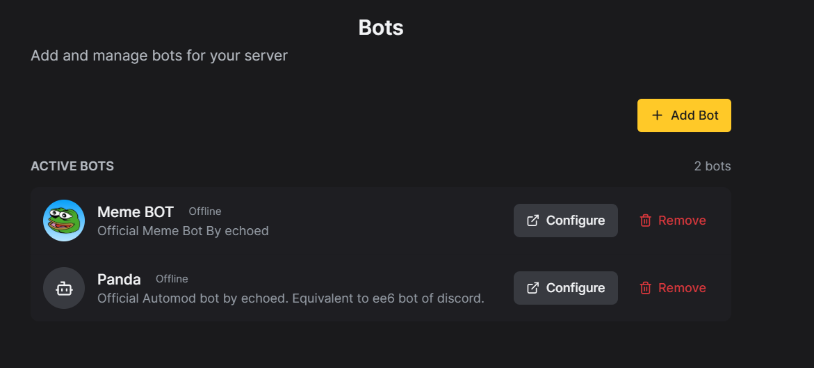 Bot marketplace and management