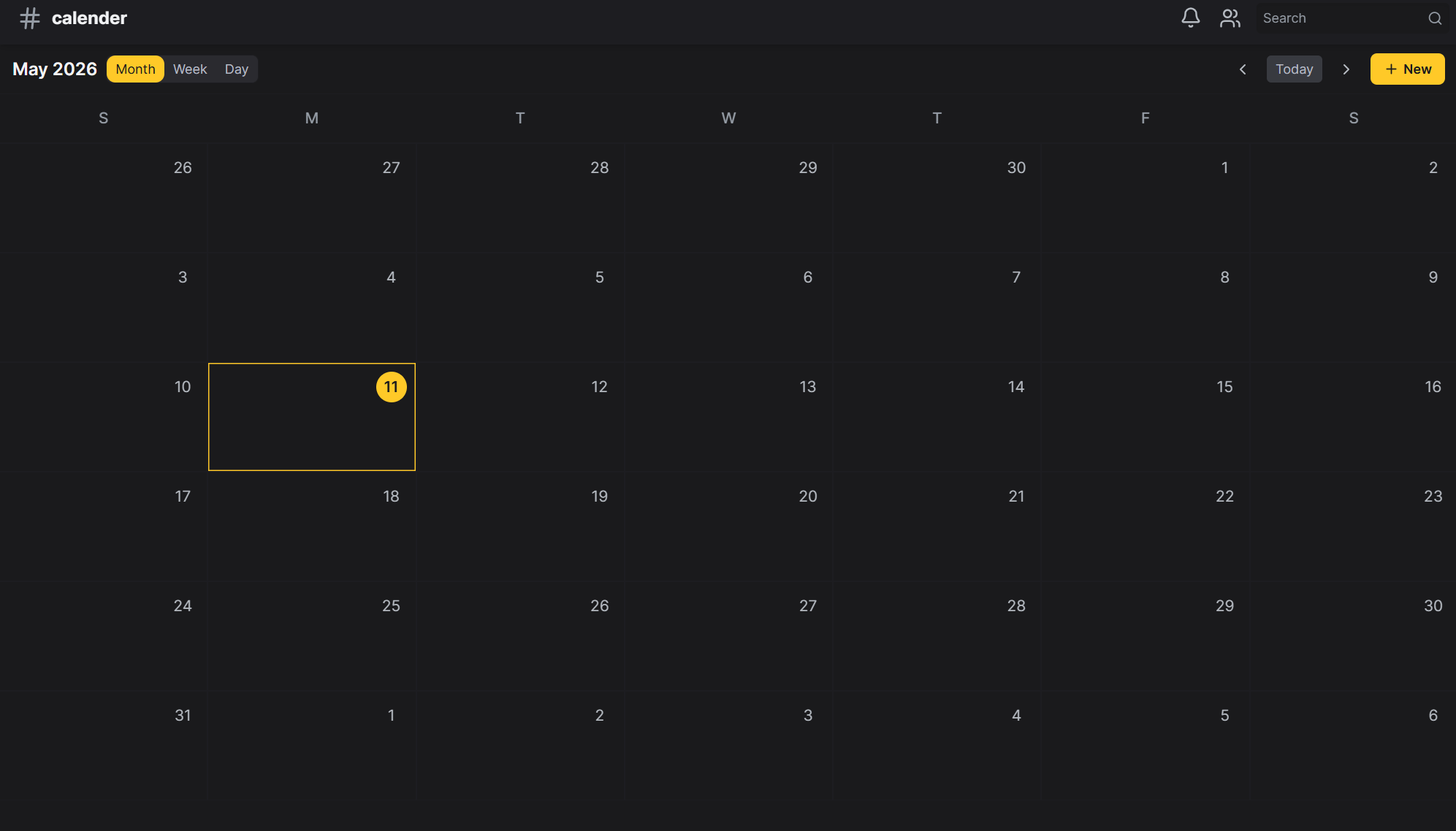Calendar channel with events and RSVPs